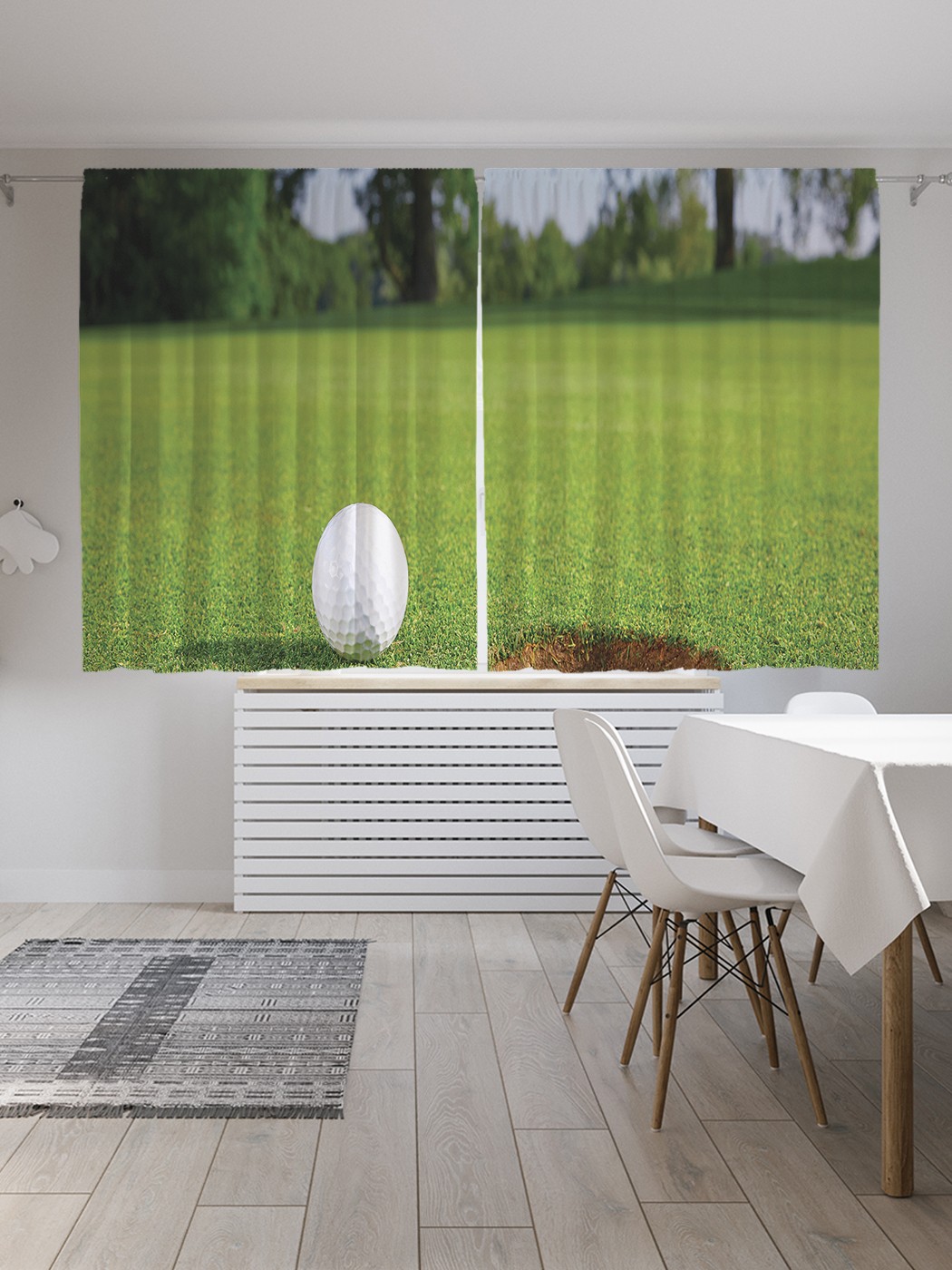 фото Шторы joyarty с фотопечатью "мячику лункина грине" из сатена, 290х180 см