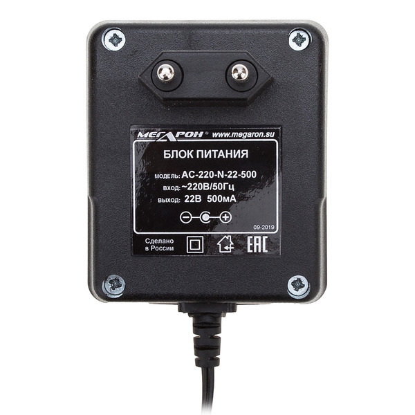Блок питания МЕГАРОН AC-220-N-22-500 22В 500мА (22V 0.5А) штекер 2.1*5.5, ц+, 286-1, AC-220-N-22-500
Блок питания МЕГАРОН AC-220-N-22-500 22В 500мА (22V 0.5А) штекер 2.1*5.5, ц+, 286-1, AC-220-N-22-500