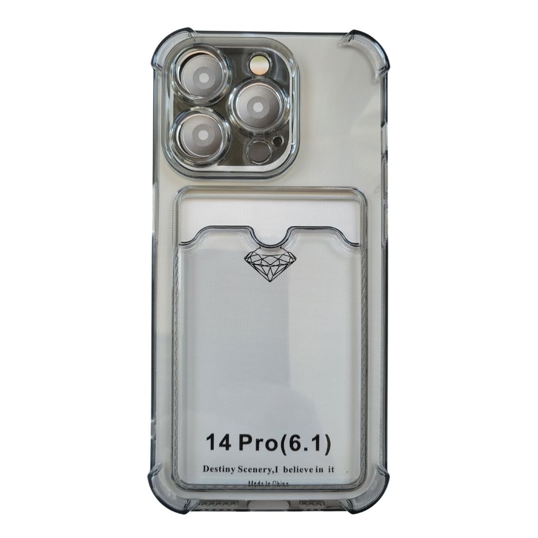 Чехол для iPhone 14 Pro (Айфон 14 про) силиконовый с карманом для карты прозрачно-черный, 45466666
Чехол для iPhone 14 Pro (Айфон 14 про) силиконовый с карманом для карты прозрачно-черный, 45466666