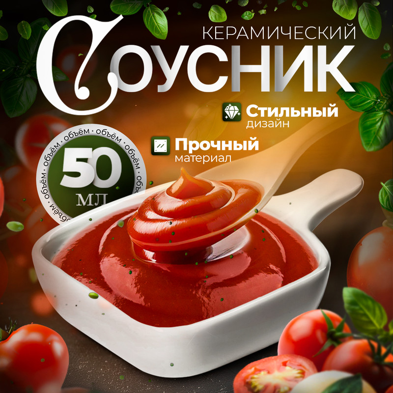 Соусник с ручкой Доляна «Сковорода», 10,5x7,2 см, цвет белый, Посуда сервировочная "Гриль"
Соусник с ручкой Доляна «Сковорода», 10,5x7,2 см, цвет белый, Посуда сервировочная "Гриль"