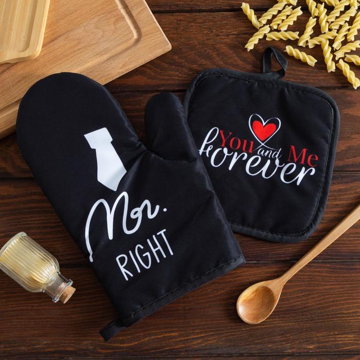 Кухонный набор (2 предмета) Доляна Mr right, прихватка 17х17 см, рукавичка 26х16 см, 100%, Mr Right
Кухонный набор (2 предмета) Доляна Mr right, прихватка 17х17 см, рукавичка 26х16 см, 100%, Mr Right