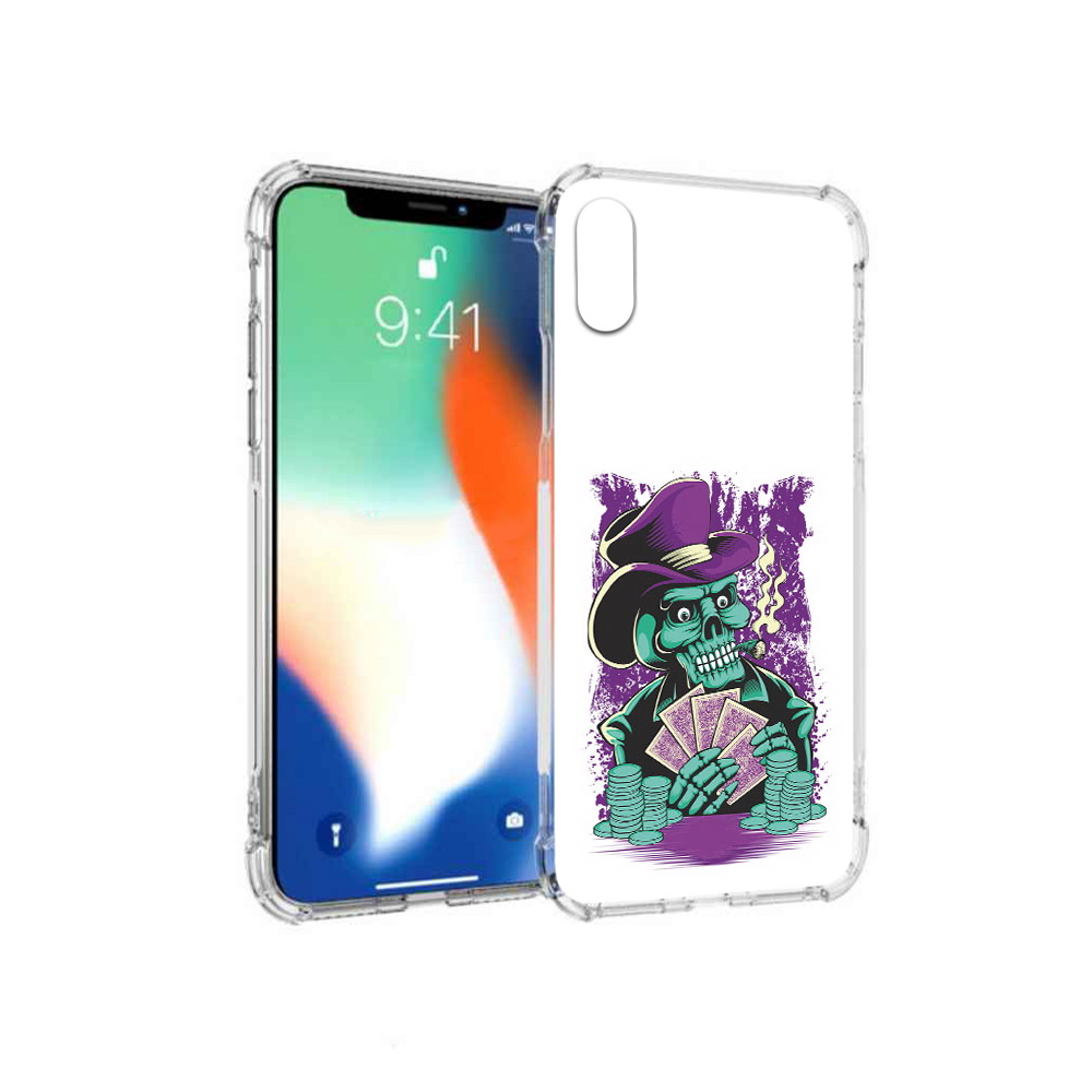 Чехол MyPads Tocco для Apple iPhone X зеленый череп с картами (PT94261.606.361), Прозрачный, Tocco 
Чехол MyPads Tocco для Apple iPhone X зеленый череп с картами (PT94261.606.361), Прозрачный, Tocco