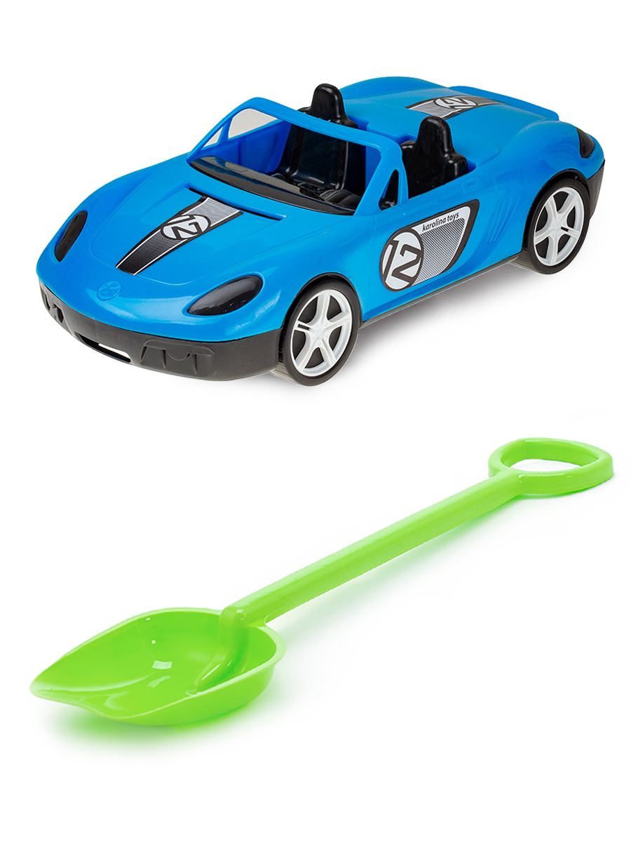 фото Песочный набор karolina toys детский автомобиль кабриолет синийлопатка 50 см. салатовый