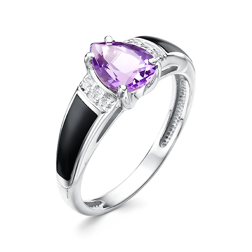 фото Кольцо из серебра с аметистом р.18,5 алькор 01-1460/0м30-00