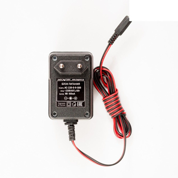 Блок питания МЕГАРОН AC-220-S-9-500 9В 500мА (9V 0.5А) штекер 2.1*5.5, ц+, 5280, AC-220-S-9-500
Блок питания МЕГАРОН AC-220-S-9-500 9В 500мА (9V 0.5А) штекер 2.1*5.5, ц+, 5280, AC-220-S-9-500