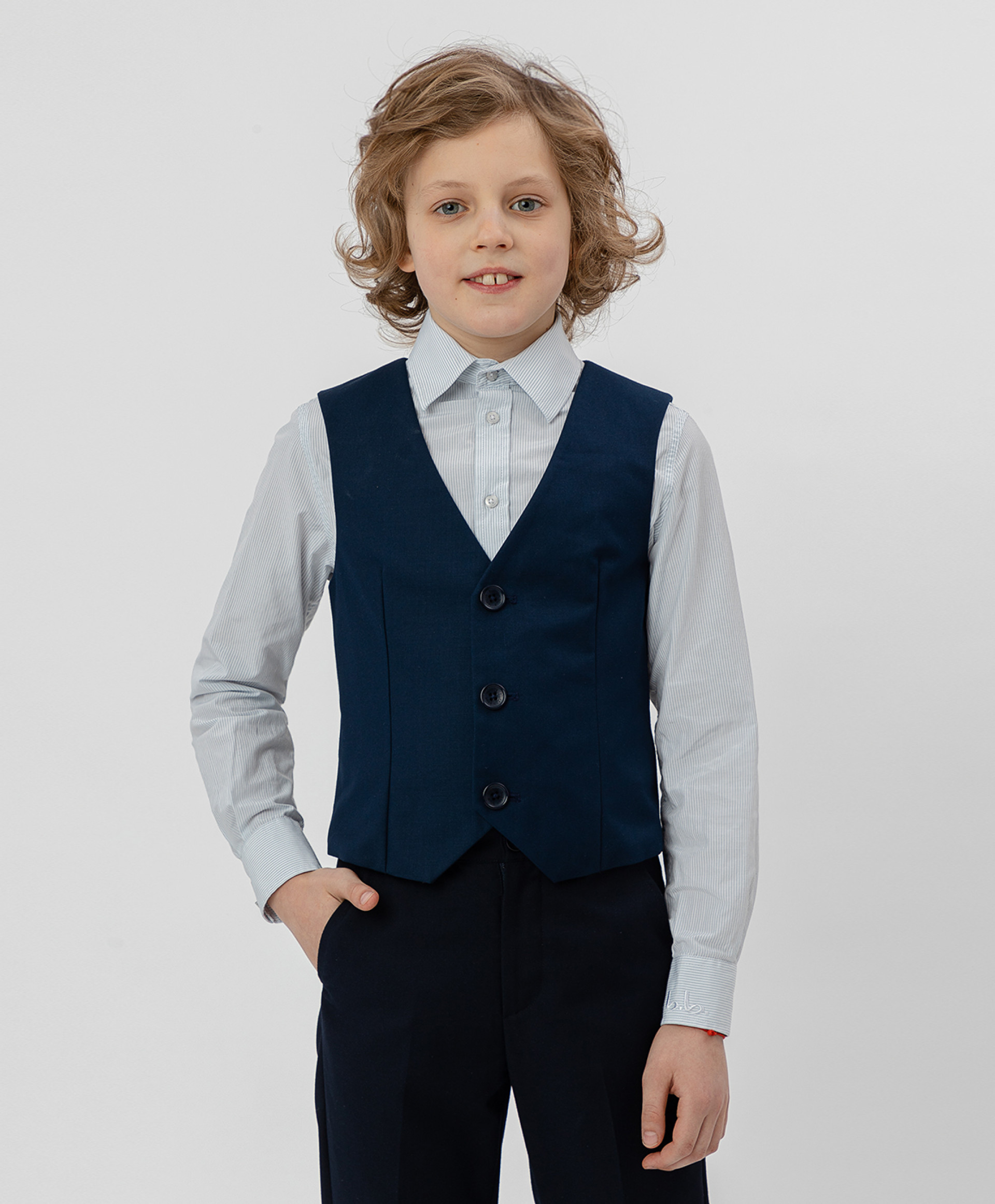 фото Синий классический жилет button blue 220bbbs47011000, размер 128