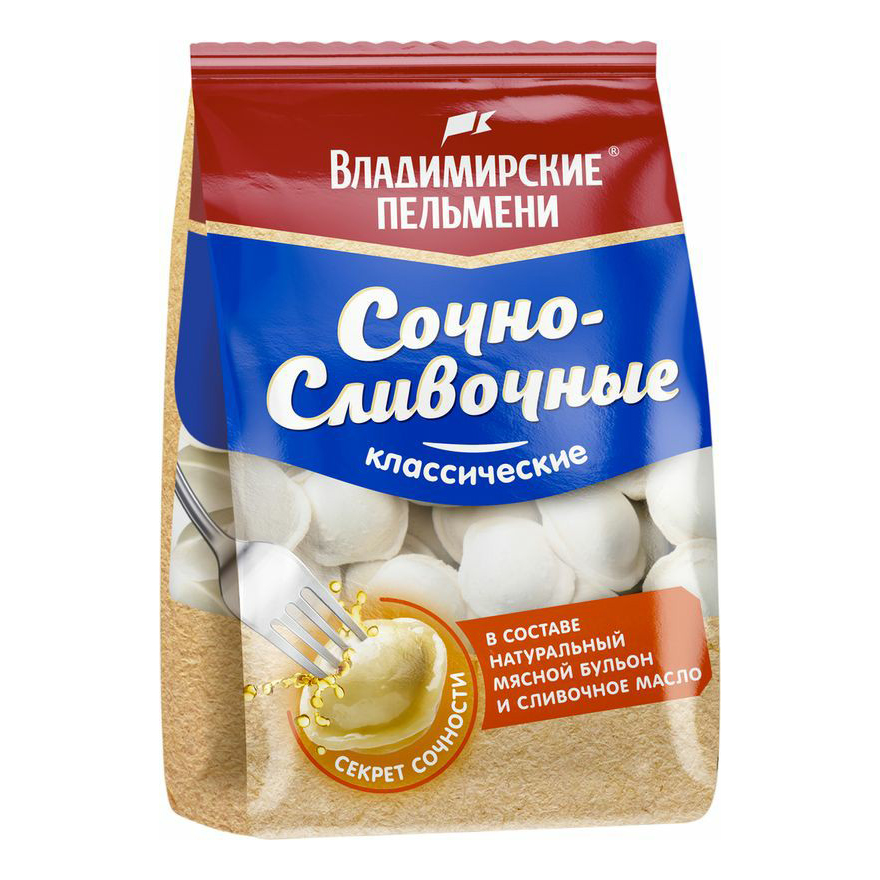 Пельмени Владимирские Пельмени Сочно-сливочные классические из свинины и говядины 800 г
Пельмени Владимирские Пельмени Сочно-сливочные классические из свинины и говядины 800 г