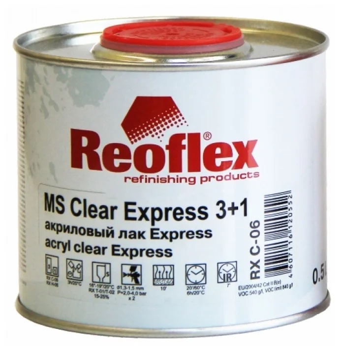 REOFLEX Лак акриловый "REOFLEX" 2K 3+1 Экспресс 0,5 л прозрачный + отвердитель 0,17л 1шт
REOFLEX Лак акриловый "REOFLEX" 2K 3+1 Экспресс 0,5 л прозрачный + отвердитель 0,17л 1шт