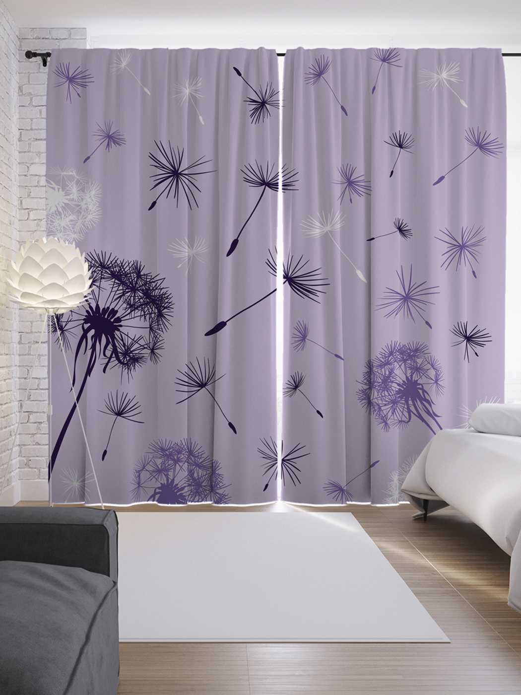 фото Шторы joyarty с фотопечатью "полет одуванчика" из сатена, 290х265 см