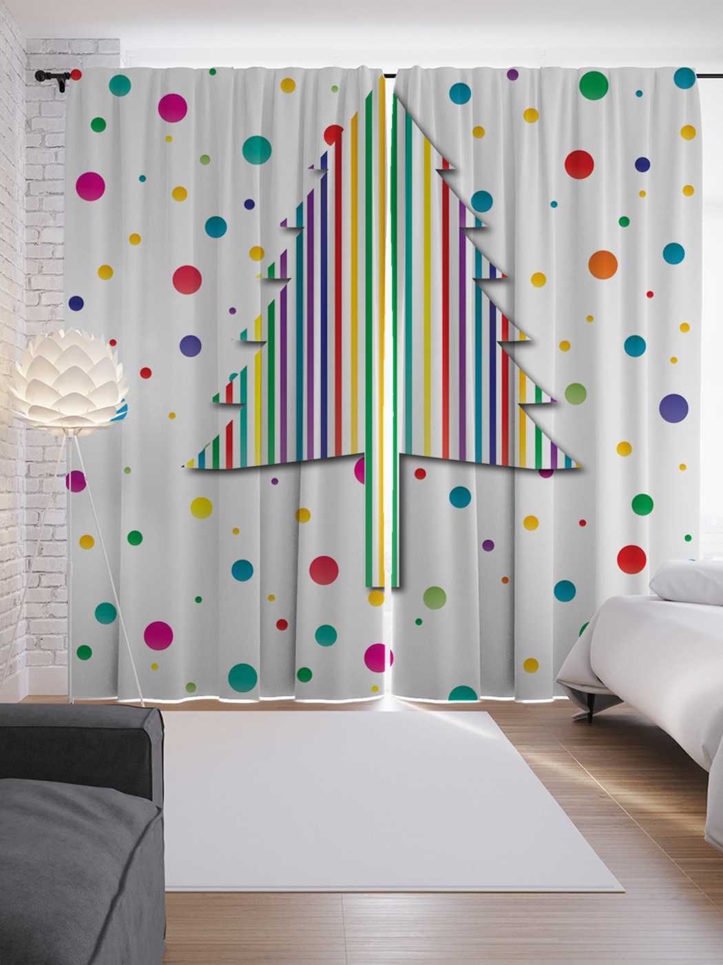 фото Шторы joyarty с фотопечатью "полосатая ель" из сатена, 290х265 см