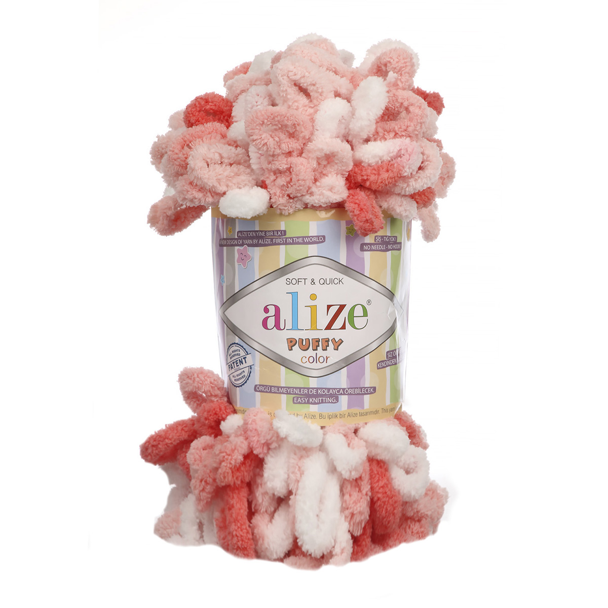 Пряжа ALIZE Puffy Color 100г, 9м (100% микрополиэстер) (5922 секционный), 5 мотков, Розовый, Puffy Color
Пряжа ALIZE Puffy Color 100г, 9м (100% микрополиэстер) (5922 секционный), 5 мотков, Розовый, Puffy Color