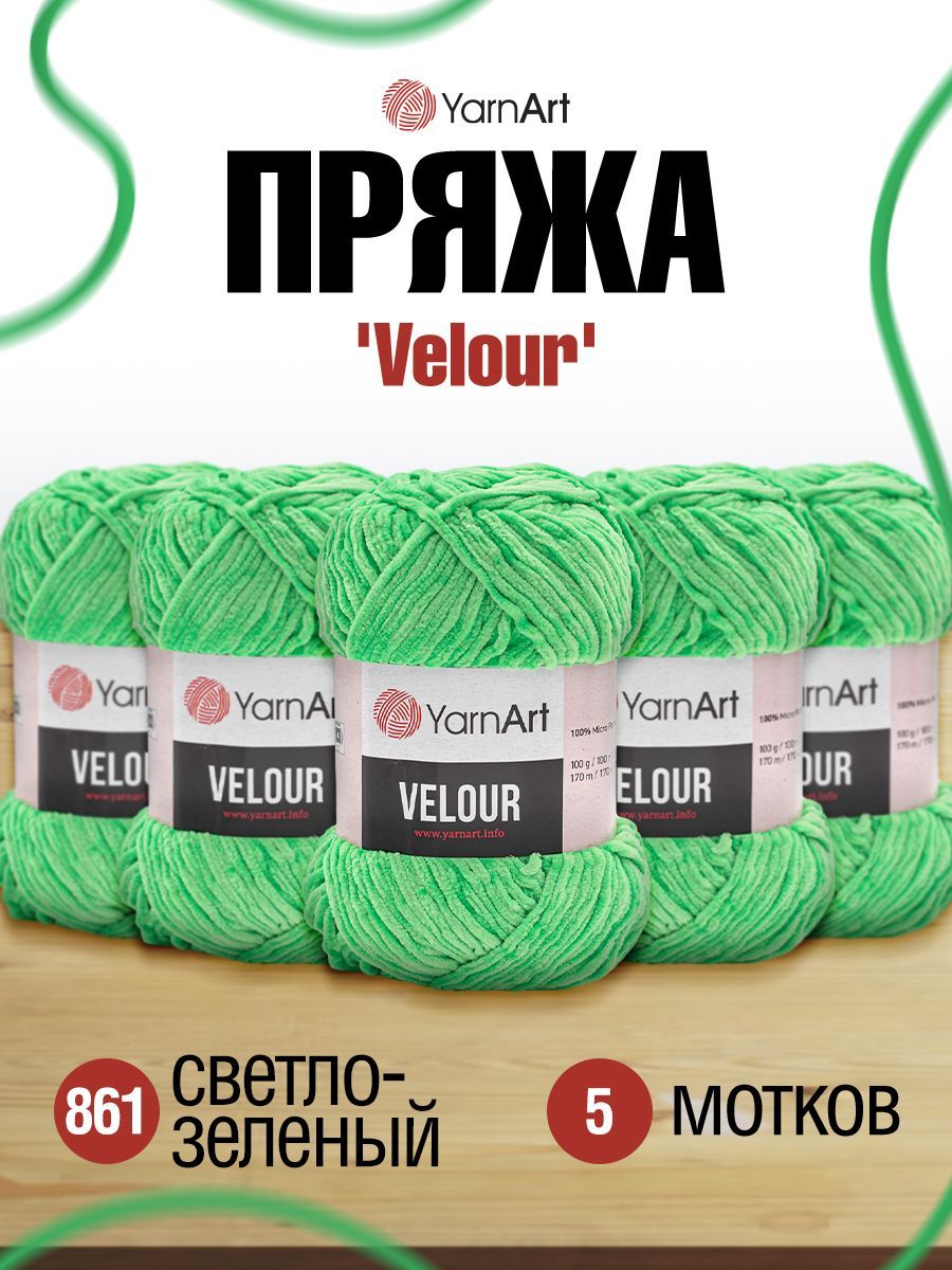 Пряжа для вязания YarnArt Velour 100г 170м (микрофибра) (861 светло-зеленый), 5 мотков, 7722484
Пряжа для вязания YarnArt Velour 100г 170м (микрофибра) (861 светло-зеленый), 5 мотков, 7722484