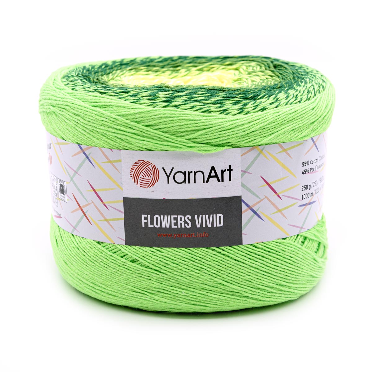 Пряжа YarnArt Flowers Vivid 250г, 1000м (хлопок, полиакрил) (508 секционный), 2 мотка, Зеленый, Flowers Vivid
Пряжа YarnArt Flowers Vivid 250г, 1000м (хлопок, полиакрил) (508 секционный), 2 мотка, Зеленый, Flowers Vivid