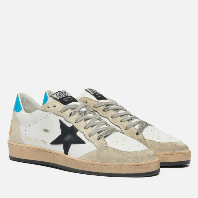 фото Кеды мужские golden goose ball star leather/star suede белые 44 eu