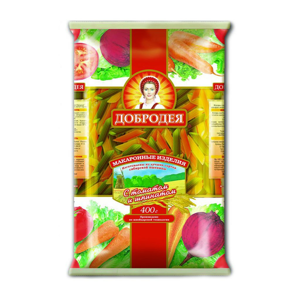 Макаронные изделия Добродея Перья рифленые овощные 400 г 
Макаронные изделия Добродея Перья рифленые овощные 400 г