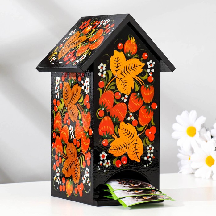 Чайный домик, 11x12x20 см, хохлома, Хохломские узоры
Чайный домик, 11x12x20 см, хохлома, Хохломские узоры