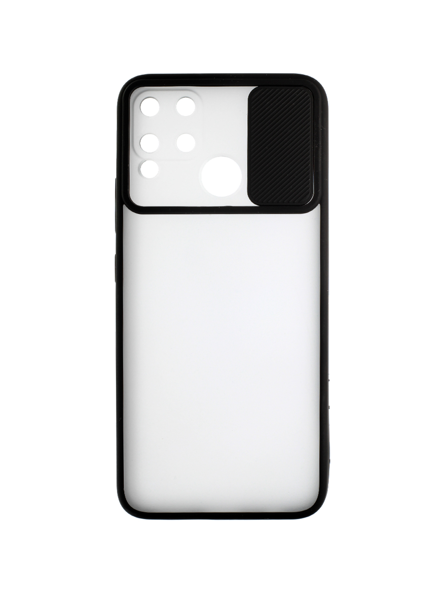 фото Чехол cлайдер mobileocean для realme с15 черный с защитой камеры