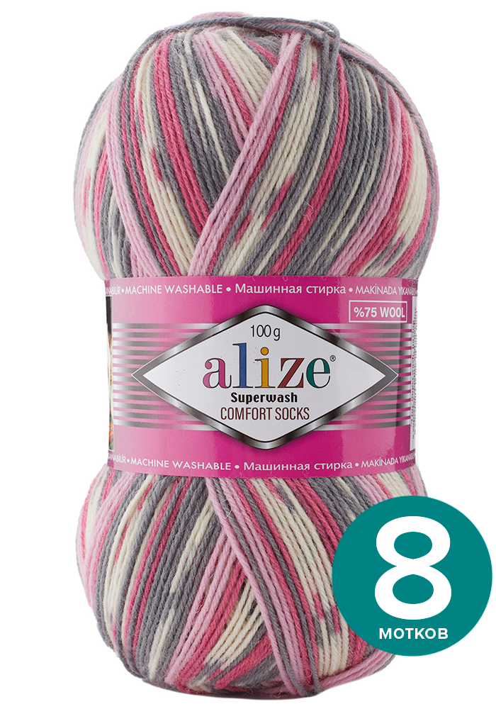 Пряжа Alize Superwash Comfort Socks - 7707, 100г x 420м - 8 шт / Ализе Супервош Комфорт, Разноцветный, ASWCS_Supеrwаsh _Comfort _Socks_klubоk.shор_8
Пряжа Alize Superwash Comfort Socks - 7707, 100г x 420м - 8 шт / Ализе Супервош Комфорт, Разноцветный, ASWCS_Supеrwаsh _Comfort _Socks_klubоk.shор_8