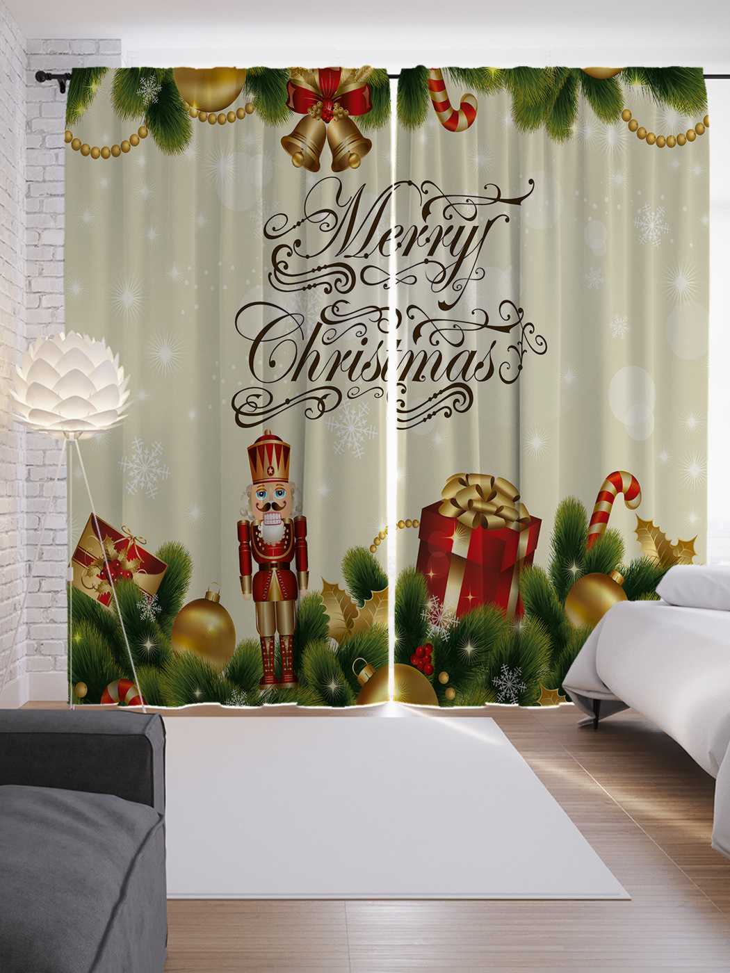 фото Шторы joyarty с фотопечатью "рождественское поздравление" из сатена, 290х265 см