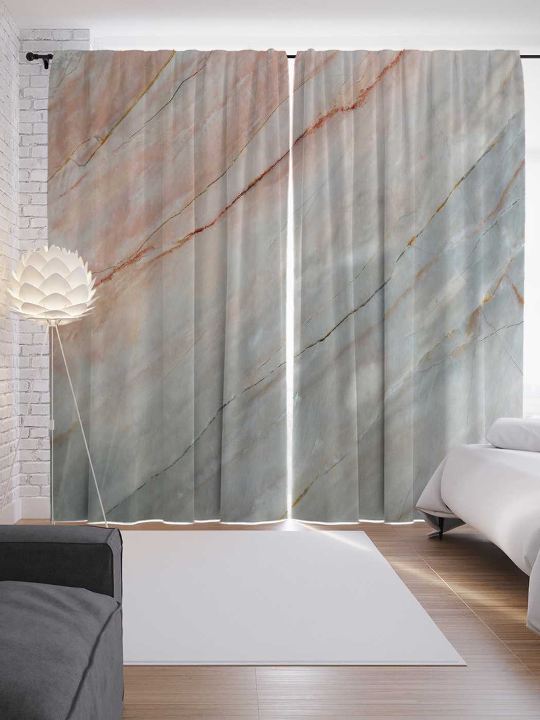 фото Шторы joyarty с фотопечатью "мраморный градиент" из сатена, 290х265 см