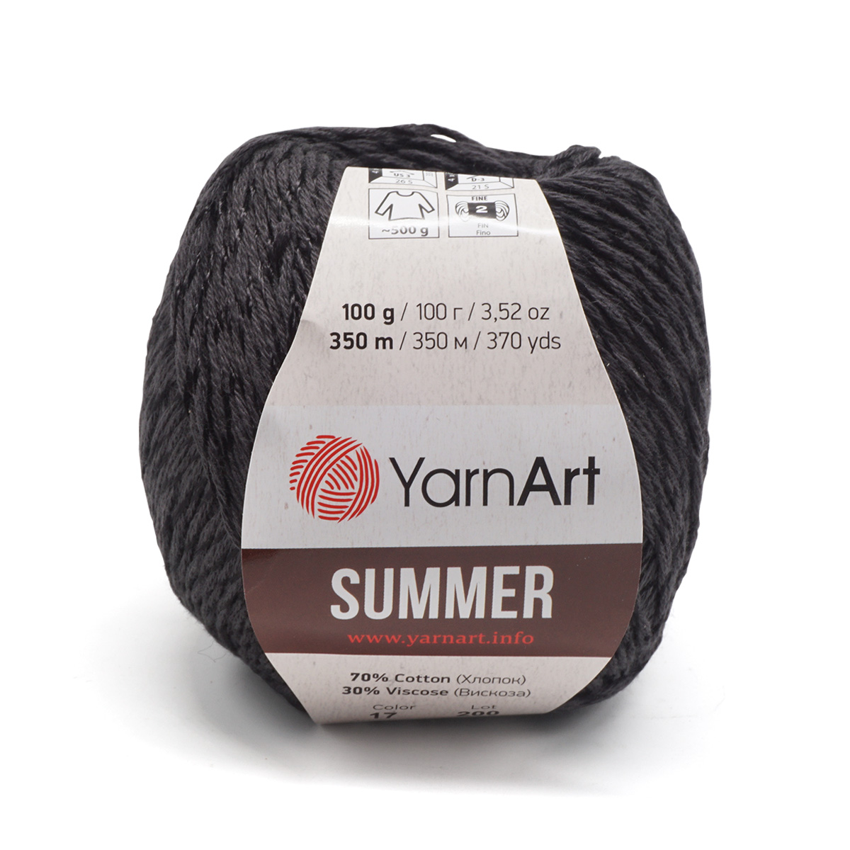 Пряжа YarnАrt Summer 100г, 350м (хлопок, вискоза) (17 чёрный), 4 мотка, Черный, Summer
Пряжа YarnАrt Summer 100г, 350м (хлопок, вискоза) (17 чёрный), 4 мотка, Черный, Summer