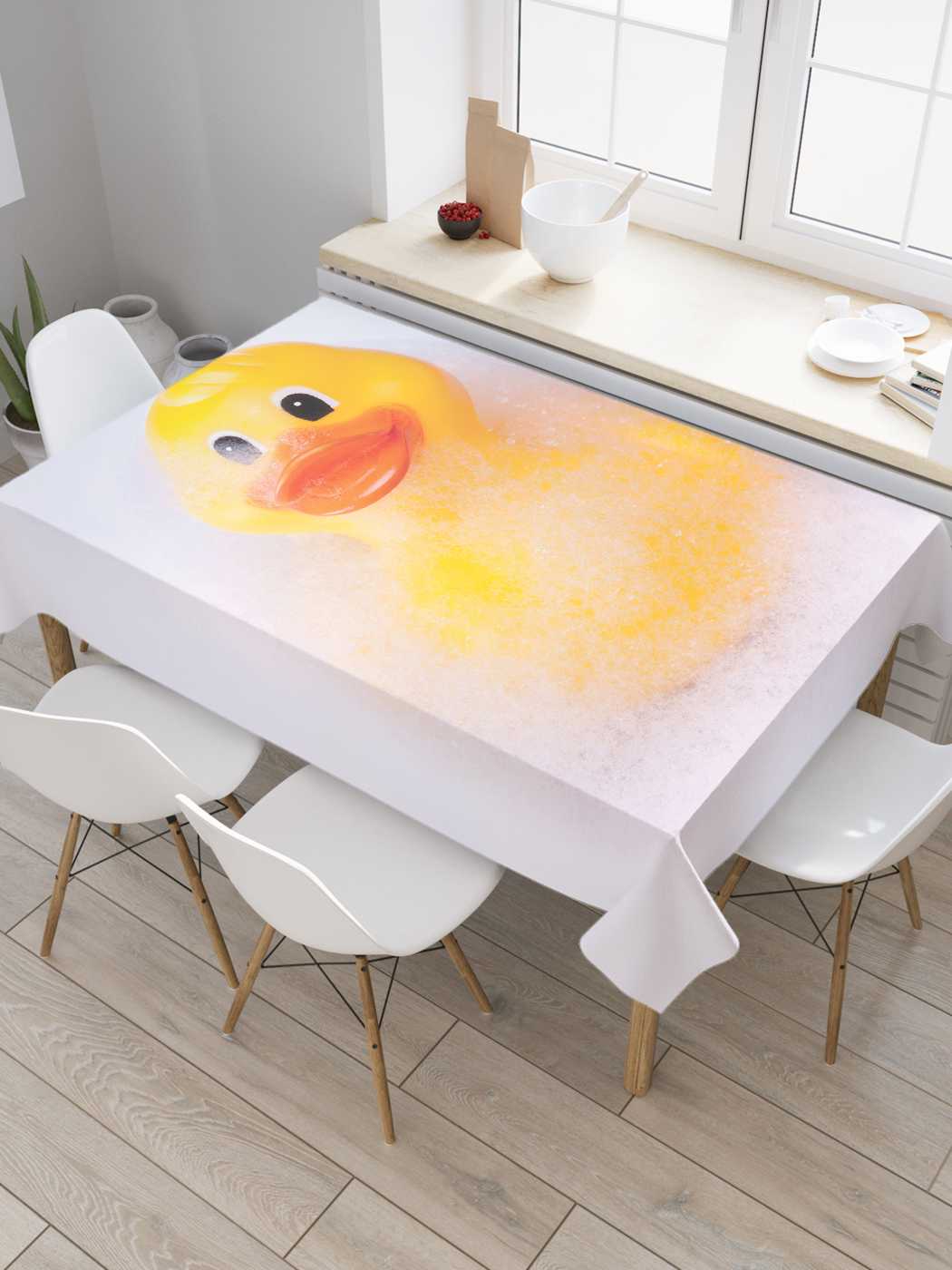 Скатерть прямоугольная JoyArty "Уточка в пене" из оксфорда, 120x145 см, Белый, Уточка в пене
Скатерть прямоугольная JoyArty "Уточка в пене" из оксфорда, 120x145 см, Белый, Уточка в пене