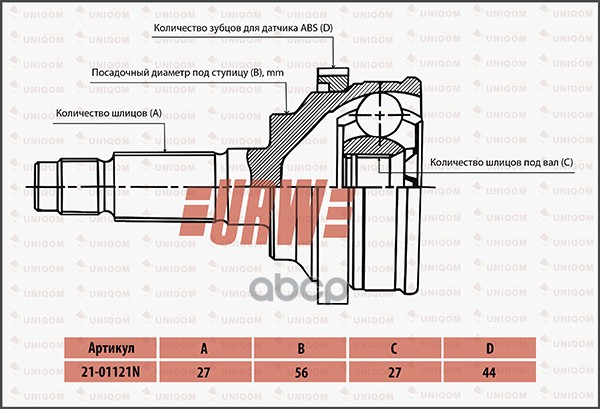 Шрус Привода Urw URW арт. 2101121N 
Шрус Привода Urw URW арт. 2101121N