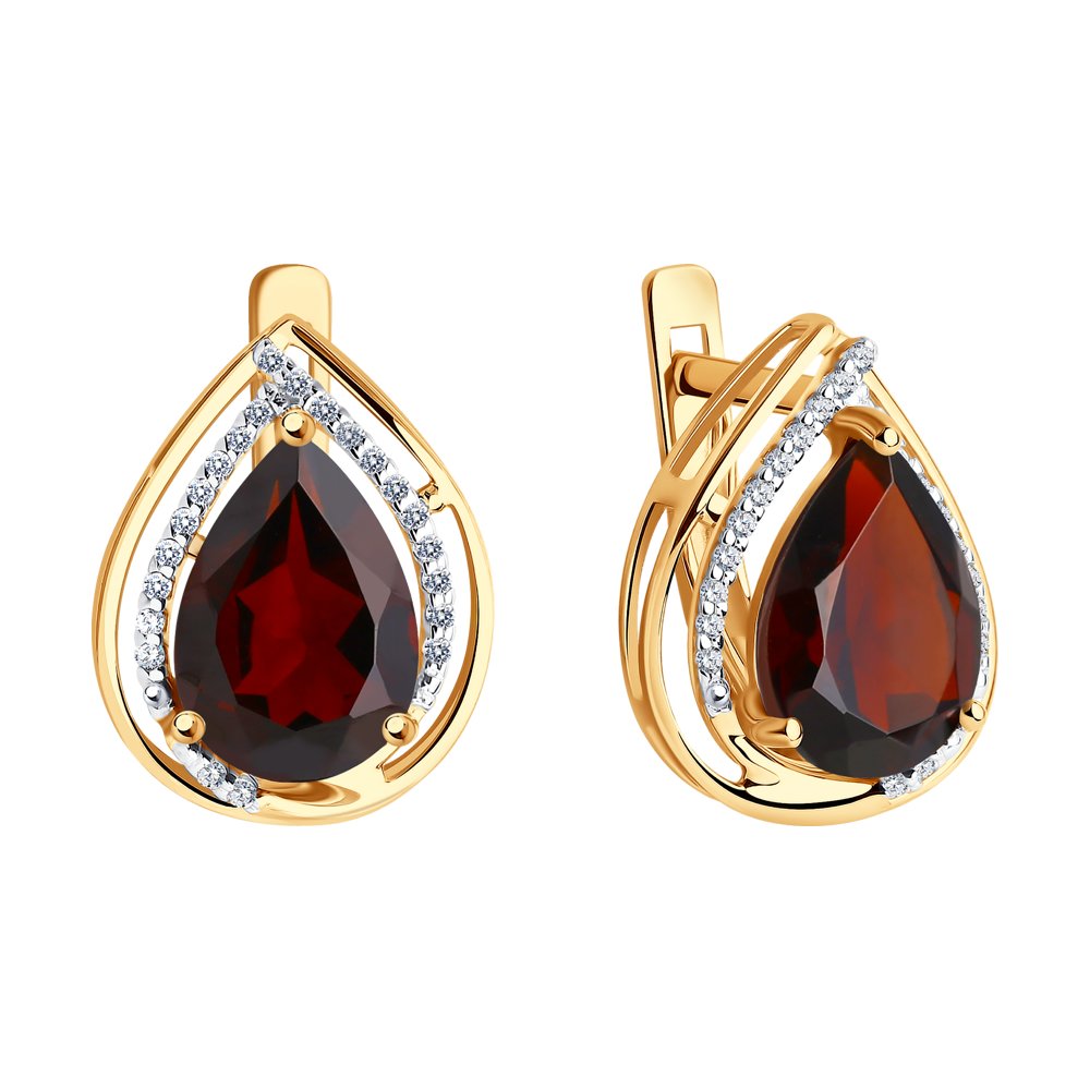 Серьги из красного золота ЯХОНТ Золотой 108054, гранат/фианит, 108054
Серьги из красного золота ЯХОНТ Золотой 108054, гранат/фианит, 108054