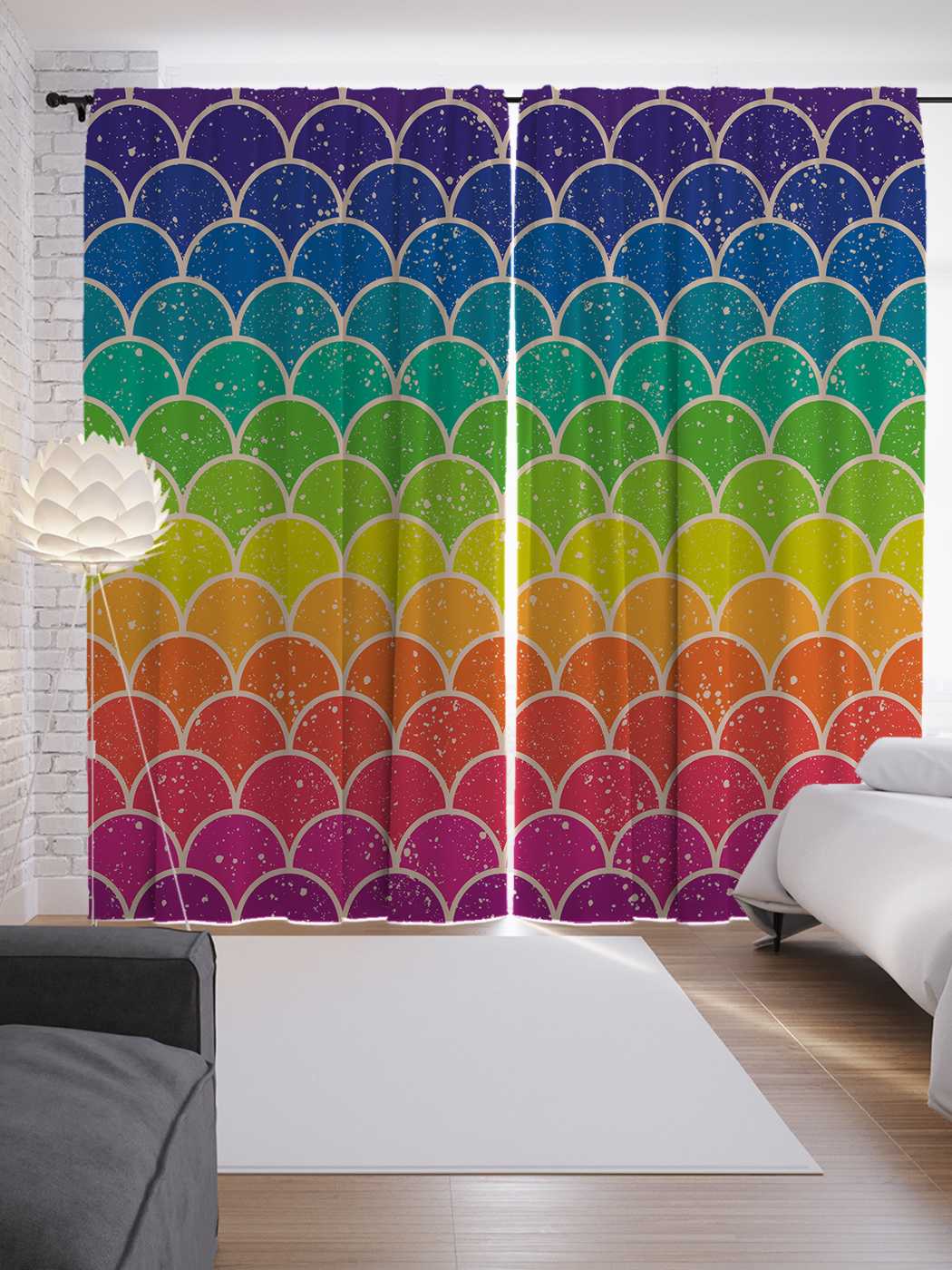 фото Шторы joyarty с фотопечатью "радужная кольчуга" из сатена, 290х265 см