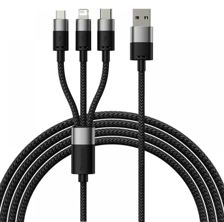 Кабель Micro-USB/Lightning/USB Type-C Baseus StarSpeed 3-в-1 1.2 м черный, StarSpeed 3-в-1
Кабель Micro-USB/Lightning/USB Type-C Baseus StarSpeed 3-в-1 1.2 м черный, StarSpeed 3-в-1