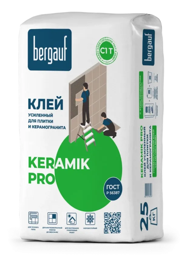 Клей усиленный 25 кг для керамической плитки Keramik Pro С1 Bergauf *1/56 (65369), Серый
Клей усиленный 25 кг для керамической плитки Keramik Pro С1 Bergauf *1/56 (65369), Серый