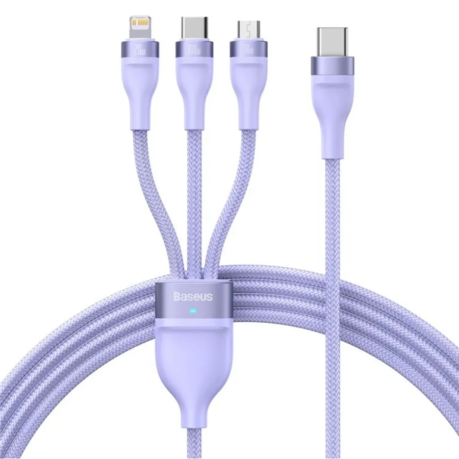 Аксессуар Baseus Flash Series II Type-C - Type-C/Micro USB/Lightning 100W 1.5m Purple, CASS030205
Аксессуар Baseus Flash Series II Type-C - Type-C/Micro USB/Lightning 100W 1.5m Purple, CASS030205