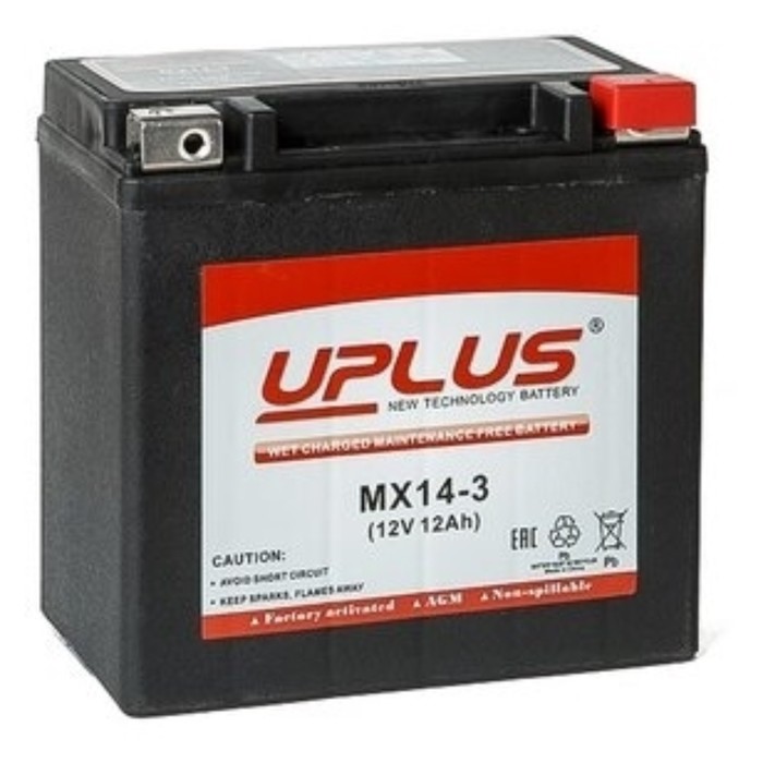 Аккумуляторная батарея UPLUS Power Sport 12 Ач MX14-3 (EPS 1215, YTX14L-BS), обратная поля
Аккумуляторная батарея UPLUS Power Sport 12 Ач MX14-3 (EPS 1215, YTX14L-BS), обратная поля