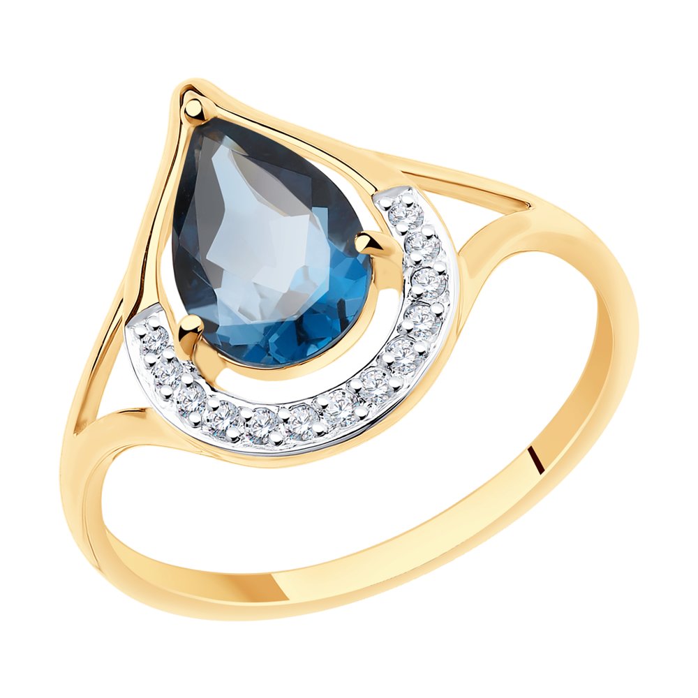 фото Кольцо женское sokolov из золота с топазом и фианитами 715796 р.19