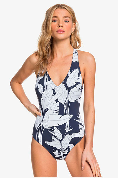 фото Купальник слитный женский roxy printed beach classics erjx103224 синий; белый m int