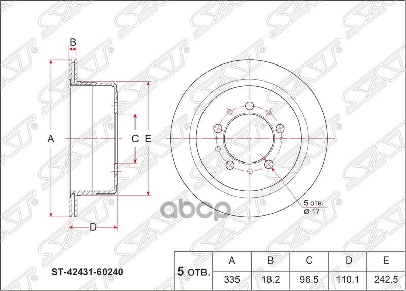 Диск Тормозной Зад Toyota Land Cruiser Fzj/Hzj105 (Gen) 98-07 Sat арт. ST-42431-60240
Диск Тормозной Зад Toyota Land Cruiser Fzj/Hzj105 (Gen) 98-07 Sat арт. ST-42431-60240