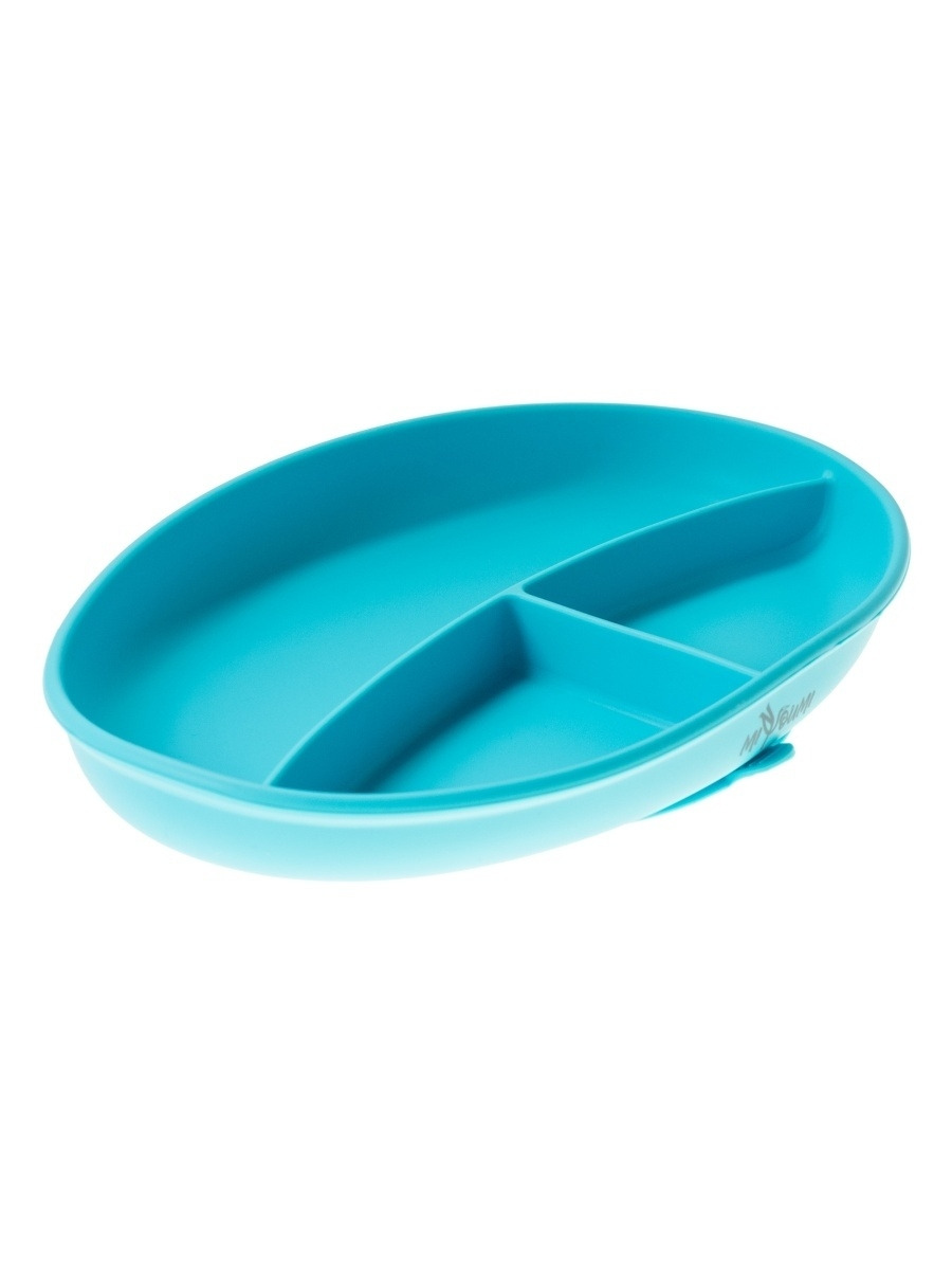 фото Силиконовая секционная тарелка на присоске miyoumi turquoise ts0001/227