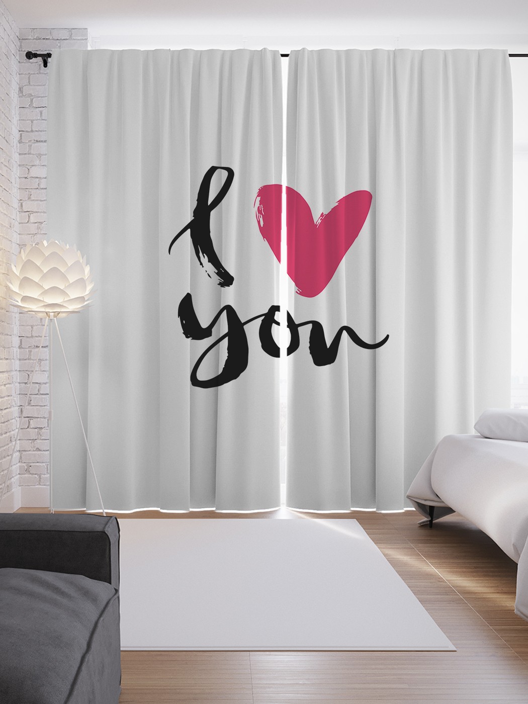 фото Шторы joyarty с фотопечатью "рукописная любовь" из сатена, 290х265 см