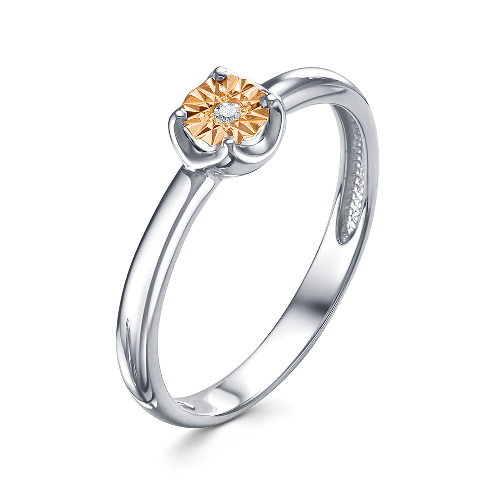 фото Кольцо из серебра с бриллиантом р. 16.5 алькор 01-1446/000б-00