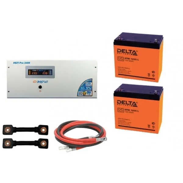 Источник бесперебойного питания Энергия PRO-3400 + Аккумуляторная батарея Delta DTM 1255 L 
Источник бесперебойного питания Энергия PRO-3400 + Аккумуляторная батарея Delta DTM 1255 L
