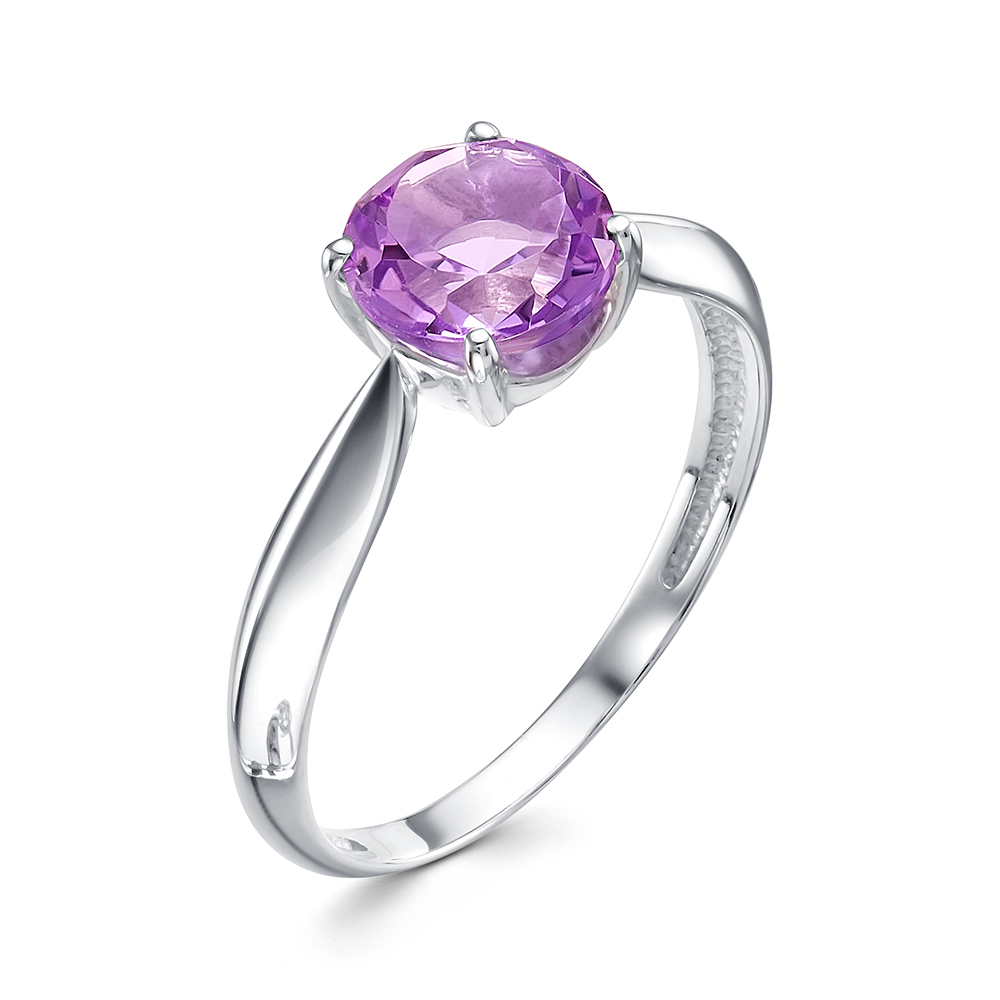 фото Кольцо из серебра с аметистом р. 16.5 алькор 01-1465/00ам-00