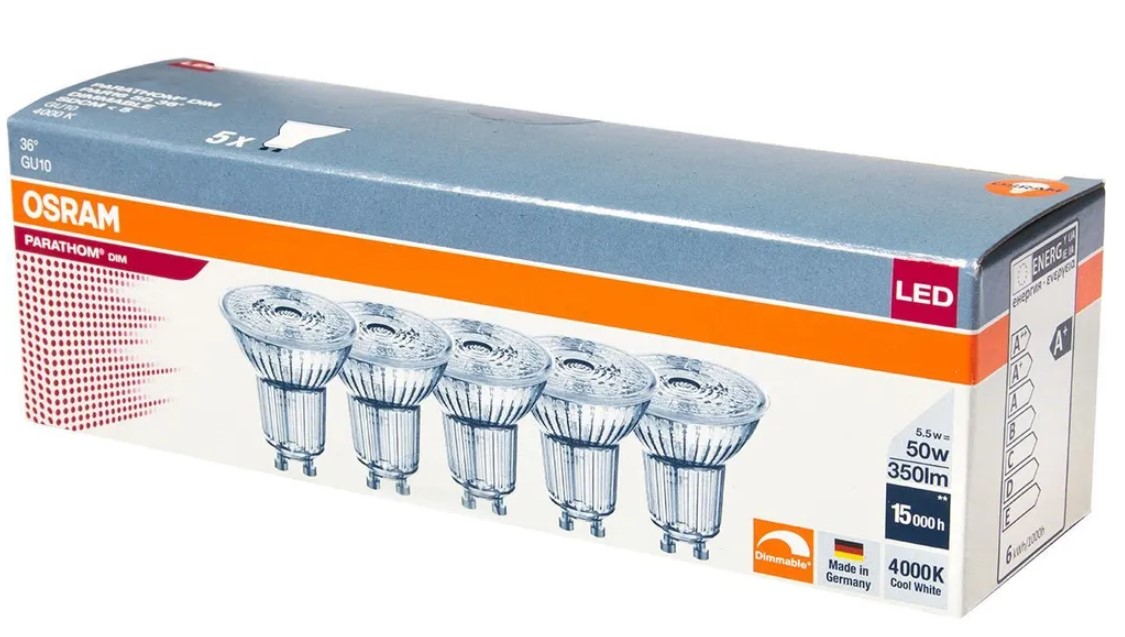Лампочка OSRAM Экопак 1-PARATHOM PAR16 50 36 5,5W/940 DIM 230V GU10 5шт/уп, упак. 1шт, Экопак 1-PARATHOM PAR16 50 36 5,5W/940 DIM 230V GU10 5шт/уп
Лампочка OSRAM Экопак 1-PARATHOM PAR16 50 36 5,5W/940 DIM 230V GU10 5шт/уп, упак. 1шт, Экопак 1-PARATHOM PAR16 50 36 5,5W/940 DIM 230V GU10 5шт/уп
