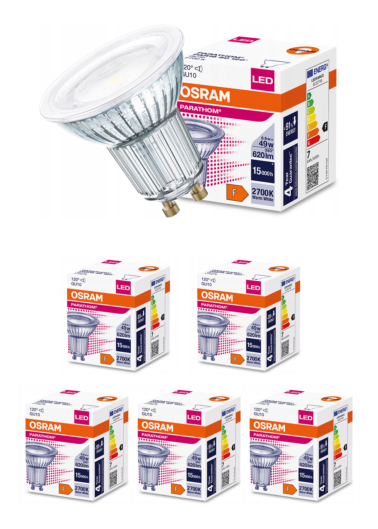 Лампочка светодиодная OSRAM Софит PAR16 GU10 6,9Вт 220В 620Лм 2700К Теплый белый 5шт, Софит PAR16 GU10 6,9Вт 220В 620Лм 2700К
Лампочка светодиодная OSRAM Софит PAR16 GU10 6,9Вт 220В 620Лм 2700К Теплый белый 5шт, Софит PAR16 GU10 6,9Вт 220В 620Лм 2700К