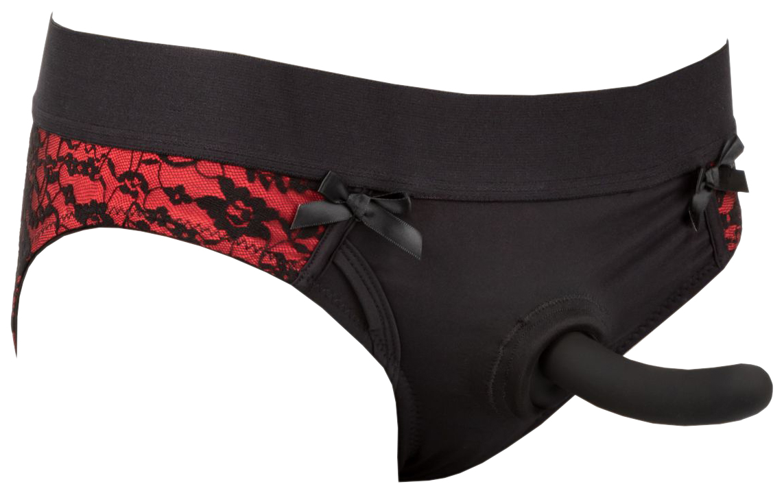 фото Красно-черные страпон-трусики pegging panty set размер s-m california exotic novelties
