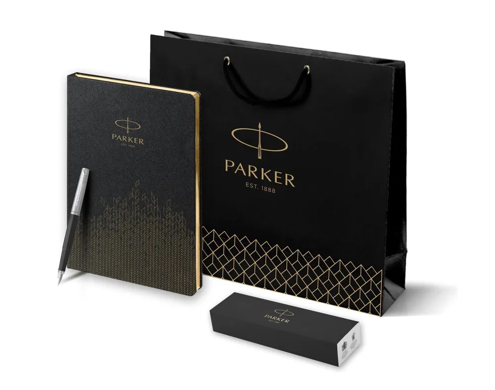 Подарочный набор: Перьевая ручка Parker Jotter Core 2018 Bond Street Black CT и Ежедневник, 2031110_5330947
Подарочный набор: Перьевая ручка Parker Jotter Core 2018 Bond Street Black CT и Ежедневник, 2031110_5330947