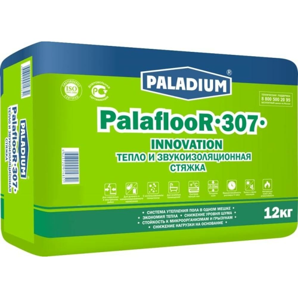 PALADIUM PalaflooR-307 (1/12кг) Стяжка цементная с ПЕНОСТЕКЛОМ 1529032 15290320, Серый
PALADIUM PalaflooR-307 (1/12кг) Стяжка цементная с ПЕНОСТЕКЛОМ 1529032 15290320, Серый
