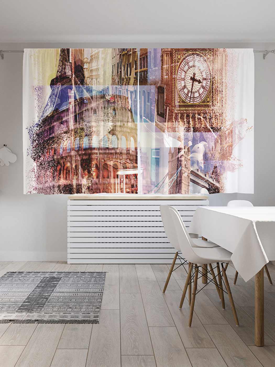 фото Шторы с фотопечатью joyarty "время чаепития" из сатена, 290х180 см