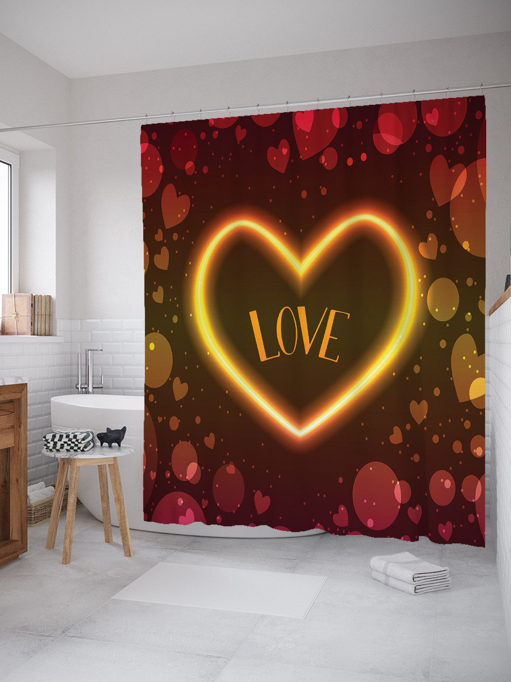 Штора для ванной JoyArty Love 180х200 с крючками, занавеска в ванную, Коричневый, Love
Штора для ванной JoyArty Love 180х200 с крючками, занавеска в ванную, Коричневый, Love