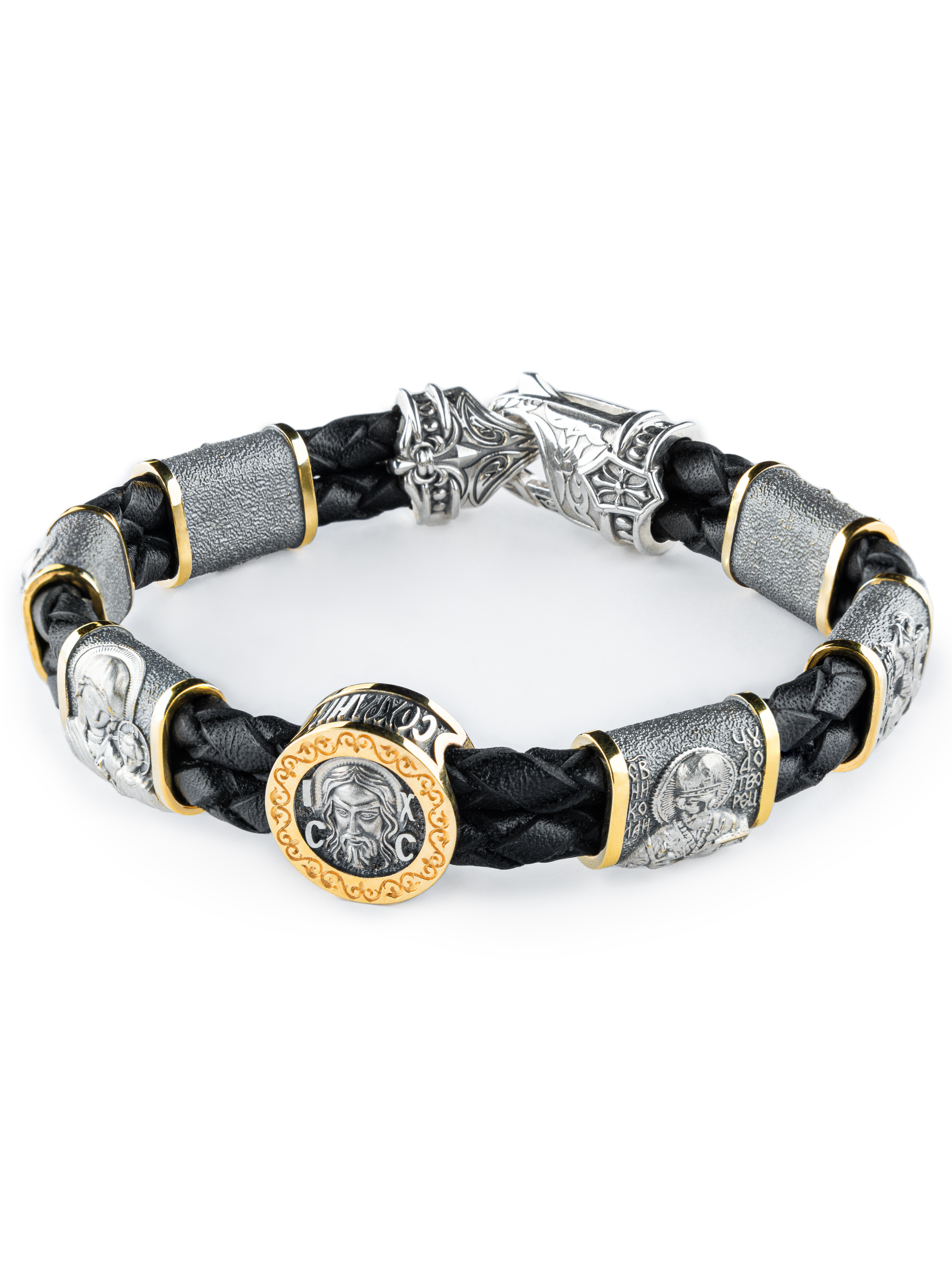 Браслет из серебра и натуральной кожи р. GRIGORIAN JEWELLERY Спаси и сохрани/лики, Спаси и сохрани/лики 
Браслет из серебра и натуральной кожи р. GRIGORIAN JEWELLERY Спаси и сохрани/лики, Спаси и сохрани/лики