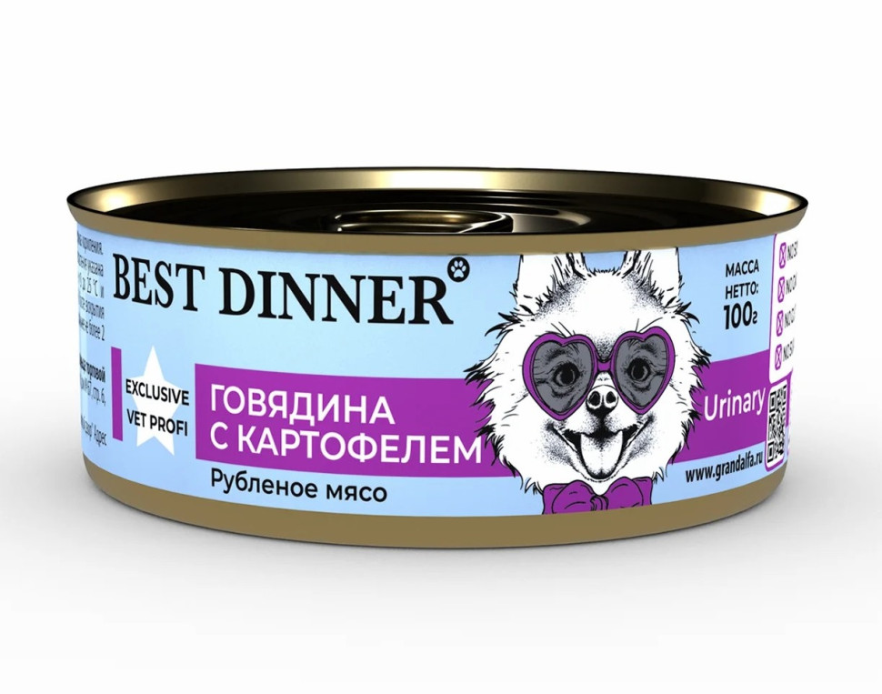 Влажный корм для собак Best Dinner Vet Profi профилактика МКБ с говядиной 24 шт по 100 г
Влажный корм для собак Best Dinner Vet Profi профилактика МКБ с говядиной 24 шт по 100 г